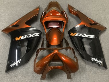 2003-2004 Arancio Lucido & Nero Kawasaki ZX6R Carene Moto Fabbrica