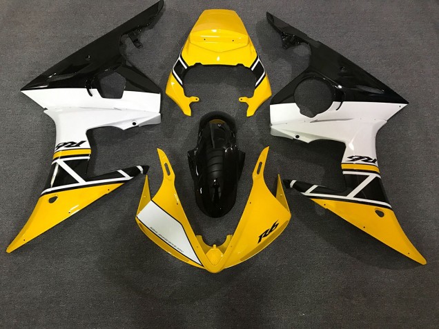 2003-2004 Giallo Lucido & Bianco Yamaha R6 Carene Moto Fabbrica