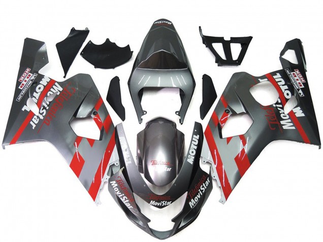 2004-2005 Argento & Rosso Movistar Suzuki GSXR 600-750 Carene Moto Fabbrica