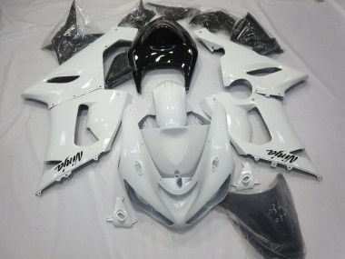 2005-2006 Bianco Lucido Con Coda Nera Kawasaki ZX6R Carene Moto Fabbrica