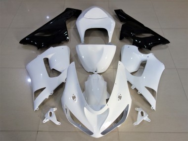 2005-2006 Bianco Lucido & Nero Kawasaki ZX6R Carene Moto Fabbrica