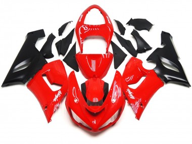 2005-2006 Decalcomanie Bianche Rosse Lucide Semplici Kawasaki ZX6R Carene Moto Fabbrica