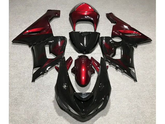 2005-2006 Nero Lucido & Rosso Kawasaki ZX6R Carene Moto Fabbrica