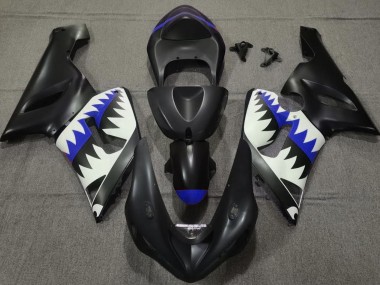 2005-2006 Nero Opaco & Blu Squalo Kawasaki ZX6R Carene Moto Fabbrica