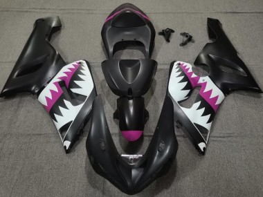 2005-2006 Nero Opaco & Rosa Squalo Kawasaki ZX6R Carene Moto Fabbrica