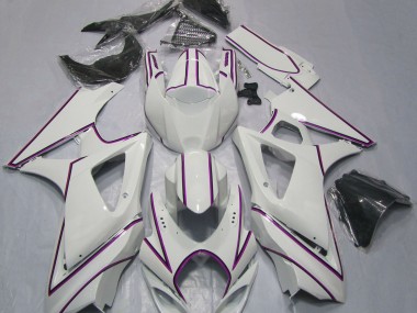 2007-2008 Gessato Bianco Rosa Lucido Suzuki GSXR 1000 Carene Moto Fabbrica