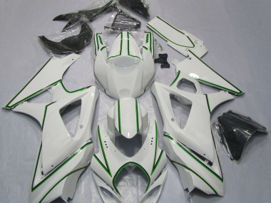 2007-2008 Gessato Verde Bianco Lucido Suzuki GSXR 1000 Carene Moto Fabbrica