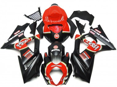 2007-2008 Personalizzato Nero Opaco Vibrante Lucky Strike Suzuki GSXR 1000 Carene Moto Fabbrica