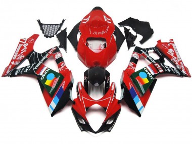 2007-2008 Rosso Lucido Multicolore Suzuki GSXR 1000 Carene Moto Fabbrica